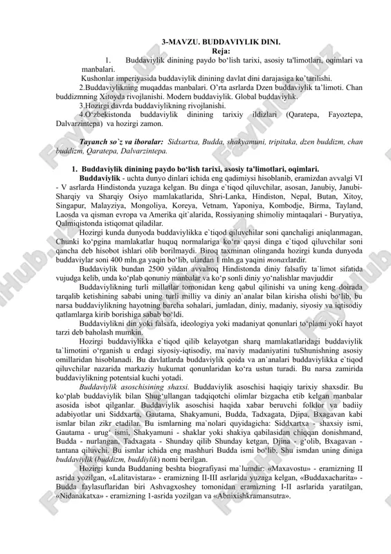 buddaviylik dinining tarixi — DOC