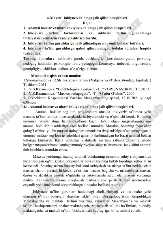 inklyuziv ta’limning bosqichlari — DOC