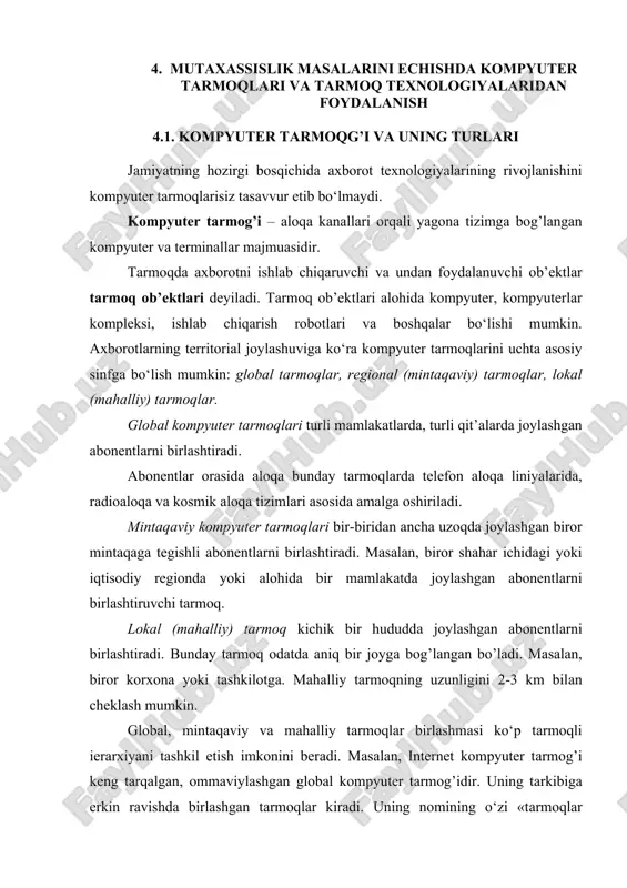 kompyuter tarmoq texnologiyalari — DOC