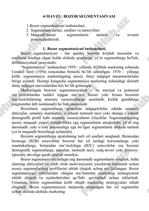 bozor segmentlari — DOC