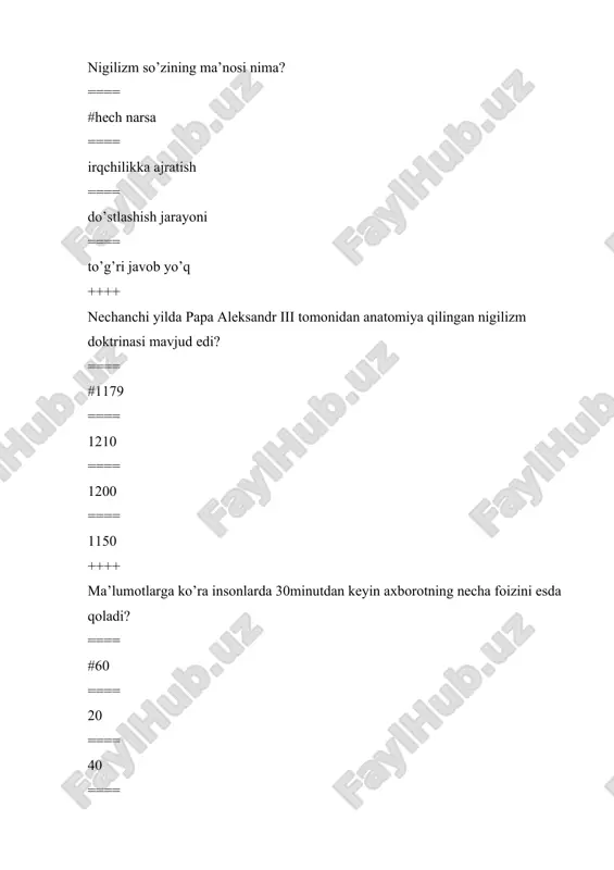 nigilizm haqida savollar — DOC
