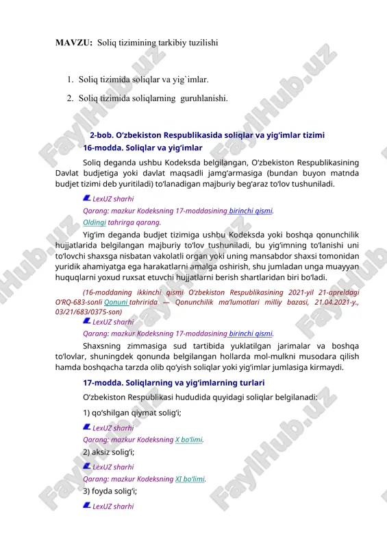 soliq tizimining tarkibiy tuzilishi — DOC