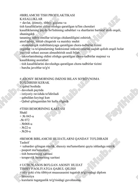 birlamchi tish profilaktikasi — DOC