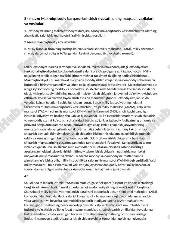 makroiqtisodiy barqarorlashtirish siyosati — DOC