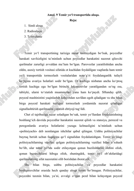 temir yo‘l transportida aloqa — DOC