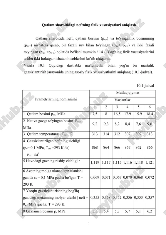 qatlam sharoitidagi neftning fizik xususiyatlari — DOC