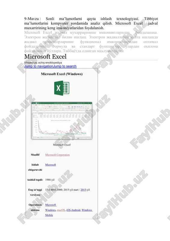 microsoft excel — DOC