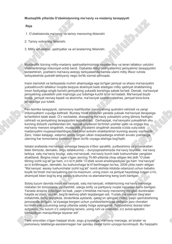 ma'naviy va madaniy taraqqiyot — DOC