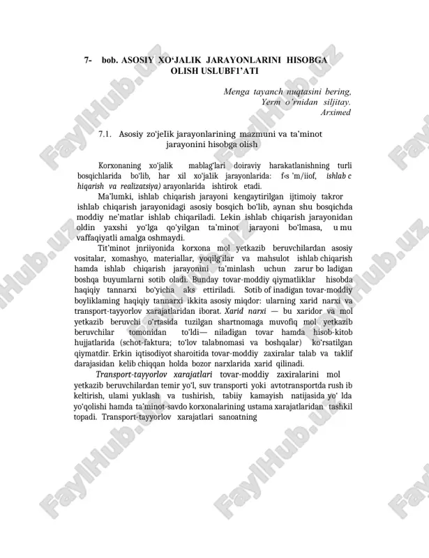 asosiy xo'jalik jarayonlarini hisobga olish uslubi — DOC