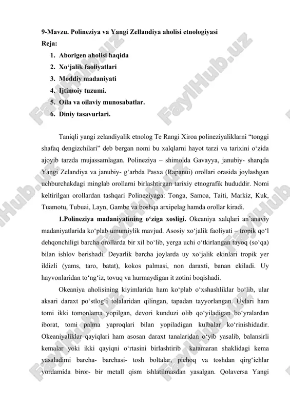 polineziya va yangi zellandiya aholisi etnologiyasi — DOC