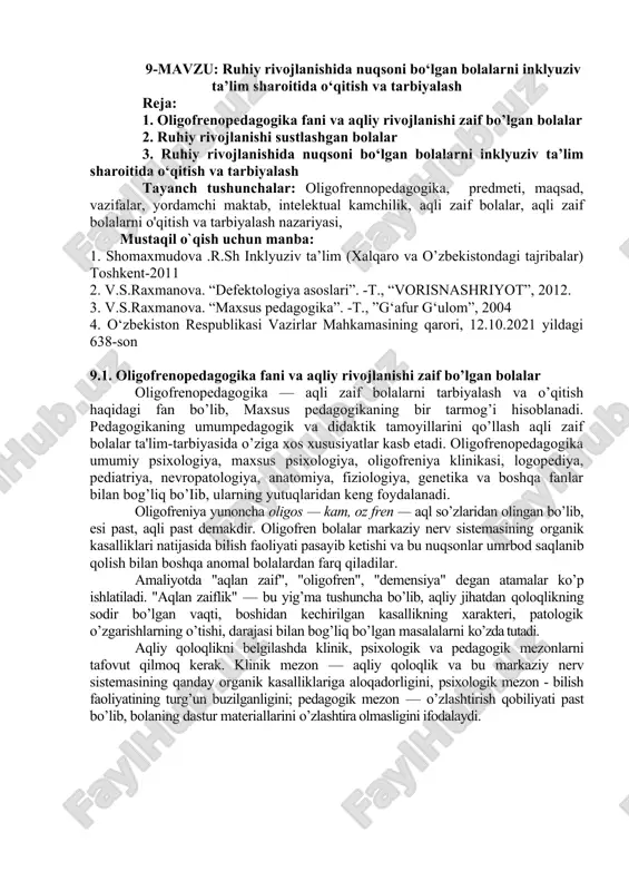 oligofrenopedagogika — DOC