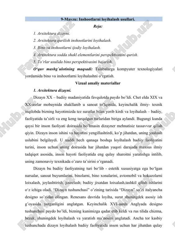 inshootlarni loyihalash usullari — DOC