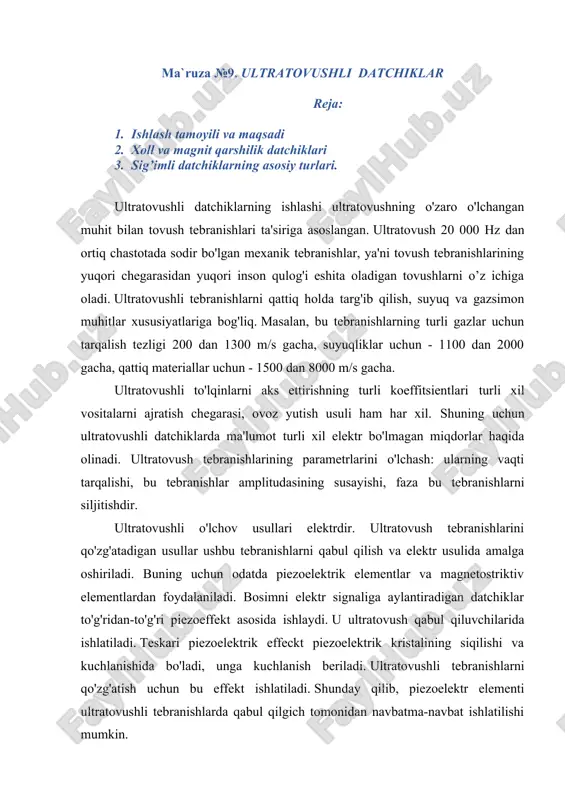 ultratovushli datchiklar — DOC