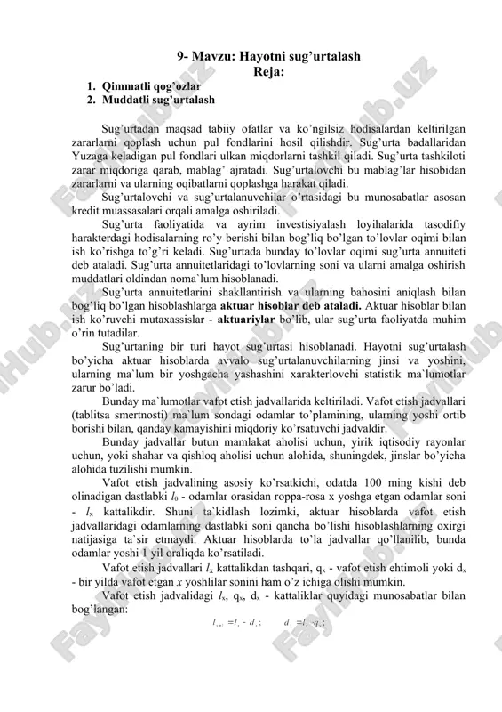 sug'urta annuitetlari — DOC
