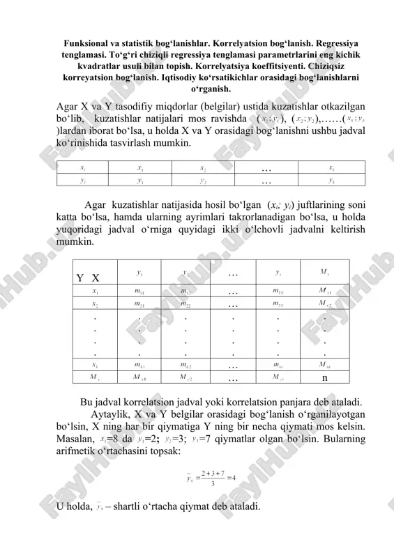 korrelyatsiya va regressiya analizi — DOC