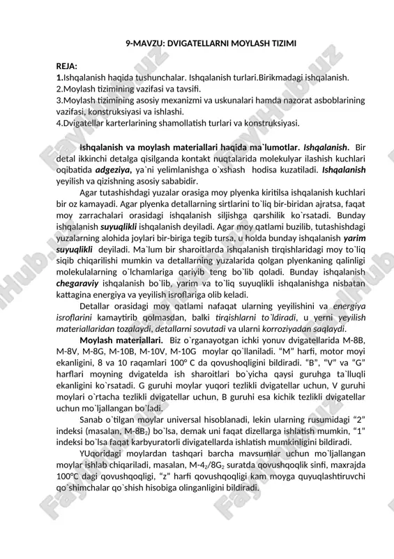 dvigatellarni moylash tizimi — DOC