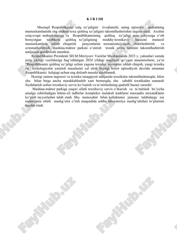 texnikaviy servis va ta'mirlash xizmatlari — DOC
