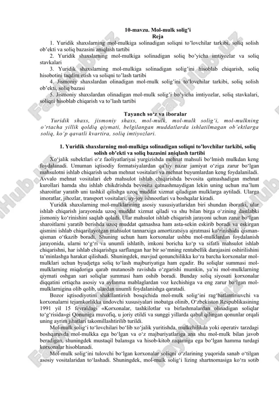 mol-mulk soligʼi — DOC