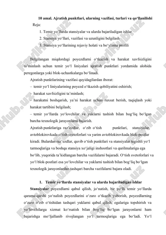 temir yo‘llarda stansiyalar va ularda bajariladigan ishlar — DOC
