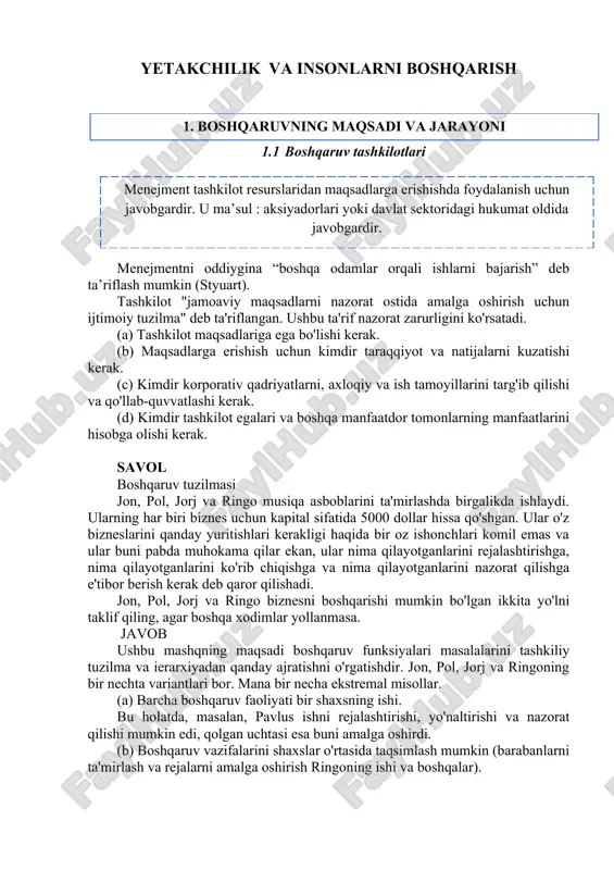 boshqaruvning maqsadi va jarayoni — DOC