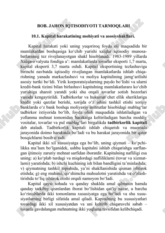 kapital harakatining mohiyati va asosiy shakllari — DOC