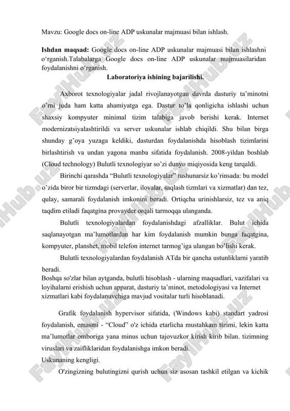 google docs on-line adp uskunalar majmuasi — DOC
