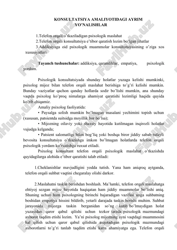 psixologik konsultatsiya — DOC