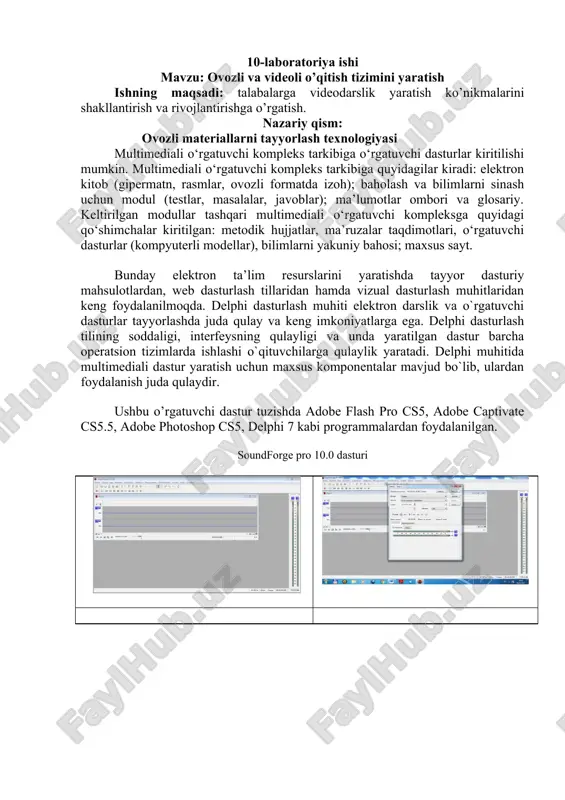 ovozli va videoli o’qitish tizimini yaratish — DOC