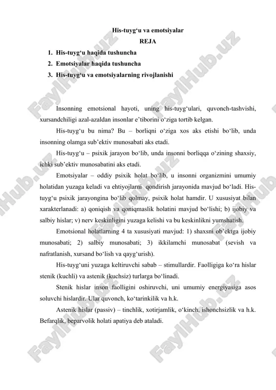 emotsiyalar va his-tuyg‘ular — DOC