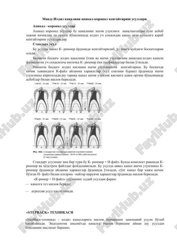 ildiz kanalini apikal-koranal kengaytirish usullari — DOC