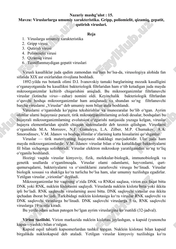 viruslarga umumiy xarakteristika — DOC