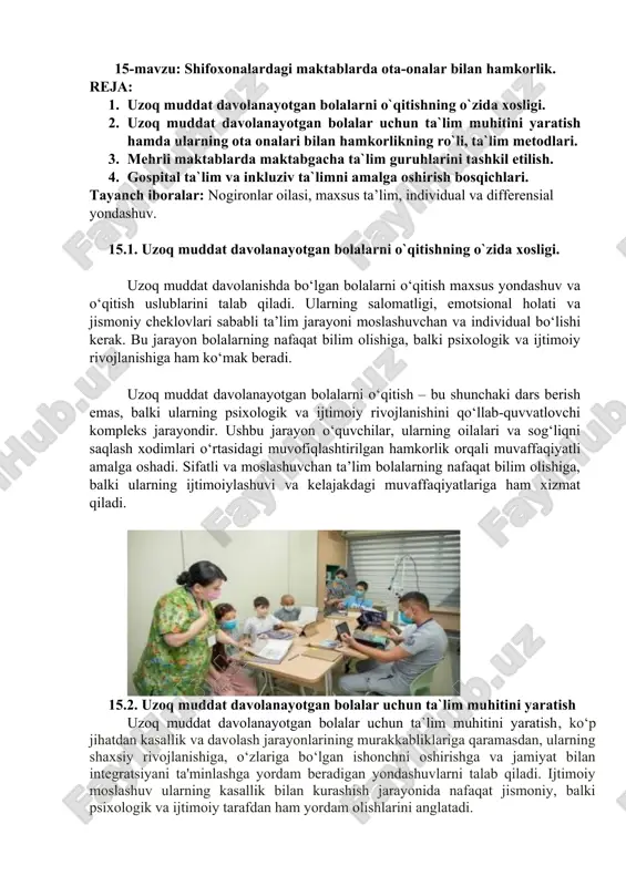 uzoq muddat davolanayotgan bolalarni o‘qitish — DOC