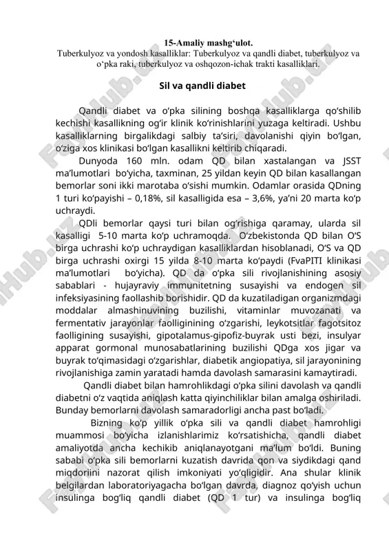 tuberkulyoz va qandli diabet — DOC