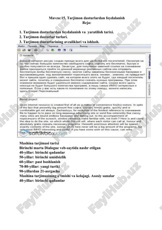 tarjimon dasturlardan foydalanish — DOC