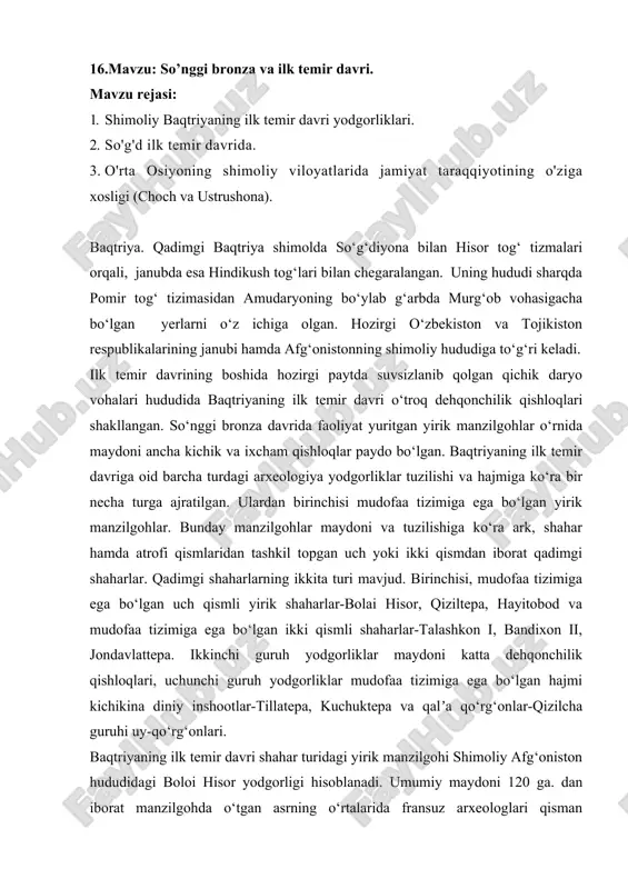 baqtriya va ilk temir davri yodgorliklari — DOC