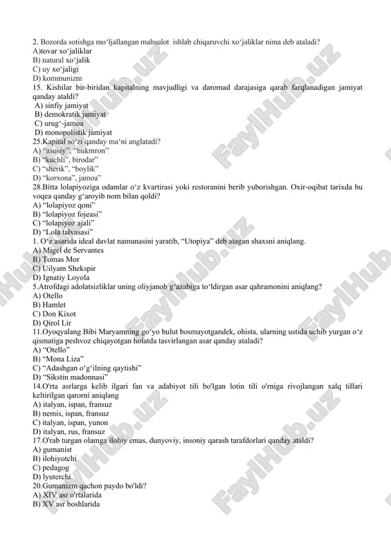 9-sinf jahon tarixi(2024) nazorat — DOCX