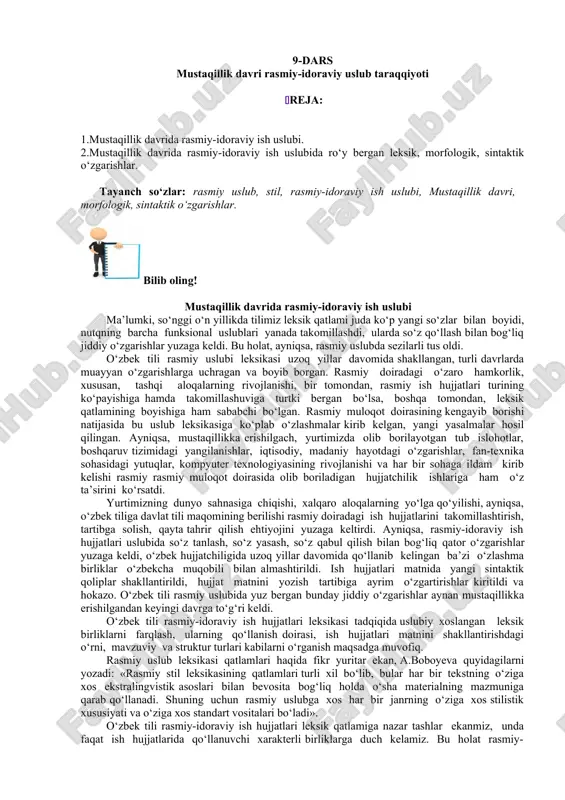mustaqillik davri rasmiy-idoraviy ish uslubi — DOC