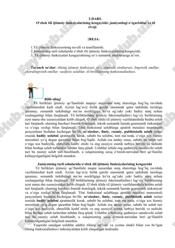 o‘zbek tili ijtimoiy funksiyalarining kengayishi — DOC
