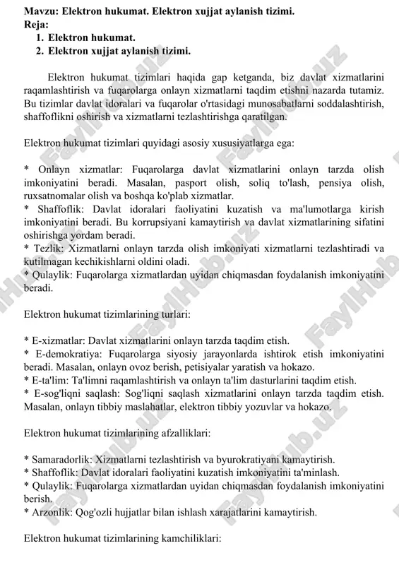 elektron hukumat tizimlari — DOC