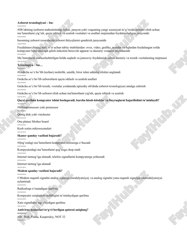 axborot texnologiyasi — DOC