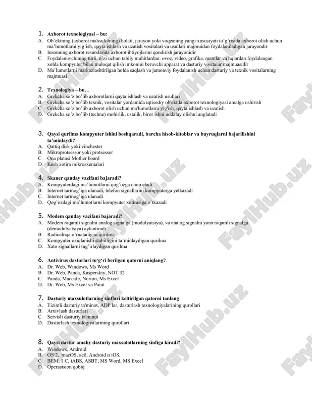 axborot texnologiyasi — DOC