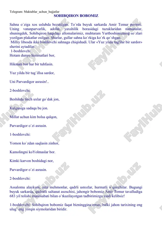 plakatlar to'plami amir temur haqida — DOC