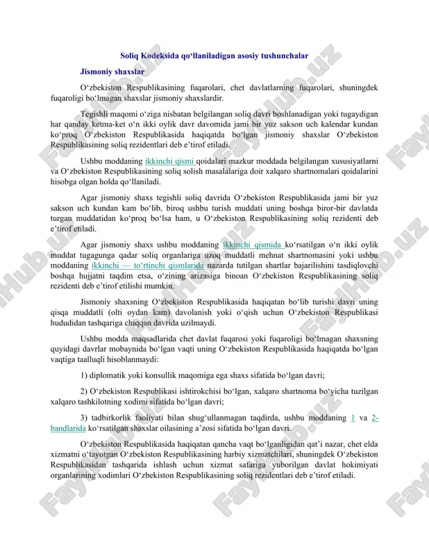 soliq kodeksida jismoniy shaxslar — DOC