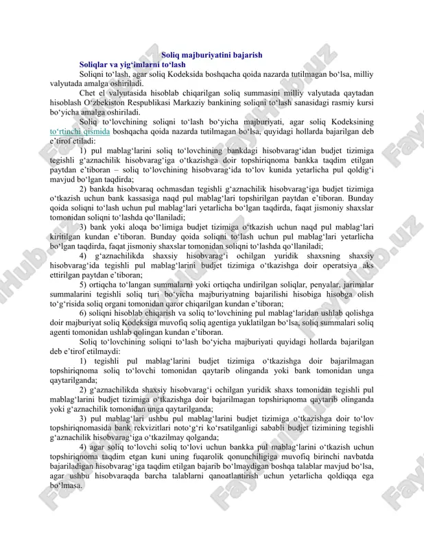 soliq majburiyatini bajarish — DOC