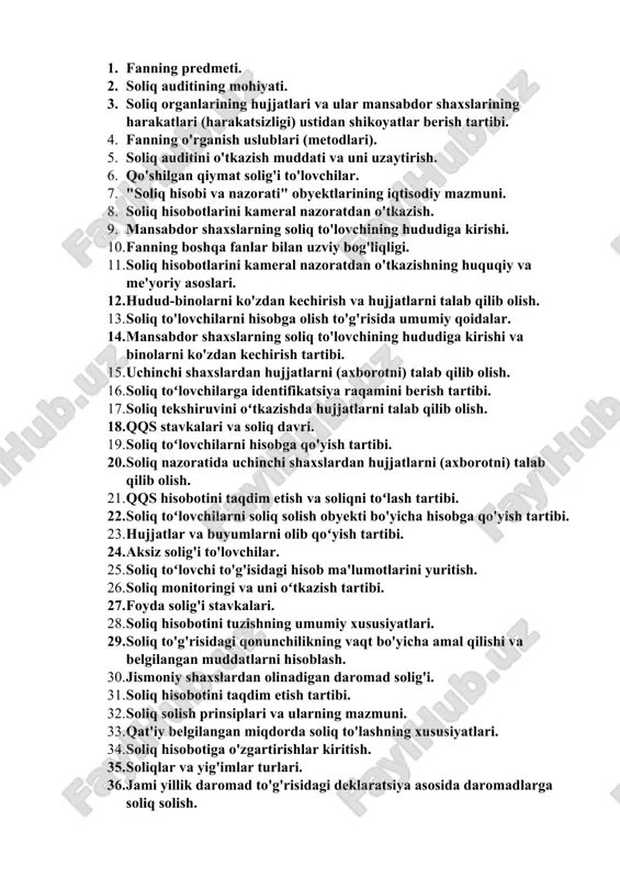 soliq auditining mohiyati — DOC