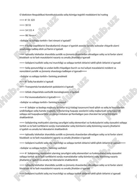 soliqlar va soliqqa tortish — DOC
