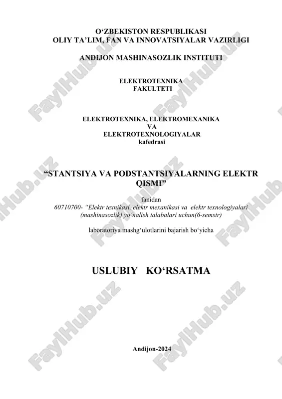 laboratoriya mashg'ulotlari uchun uslubiy ko'rsatma — DOC