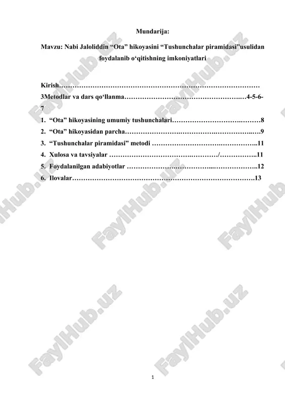 "nabi jaloliddin "ota" hikoyasi" taqdimot — DOCX