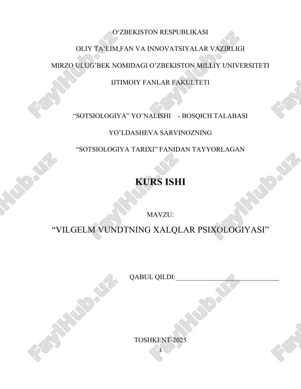 vilgelm vundtning xalqlar psixologiyasi — DOC