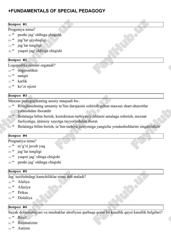 fundamentals of special pedagogy — DOC